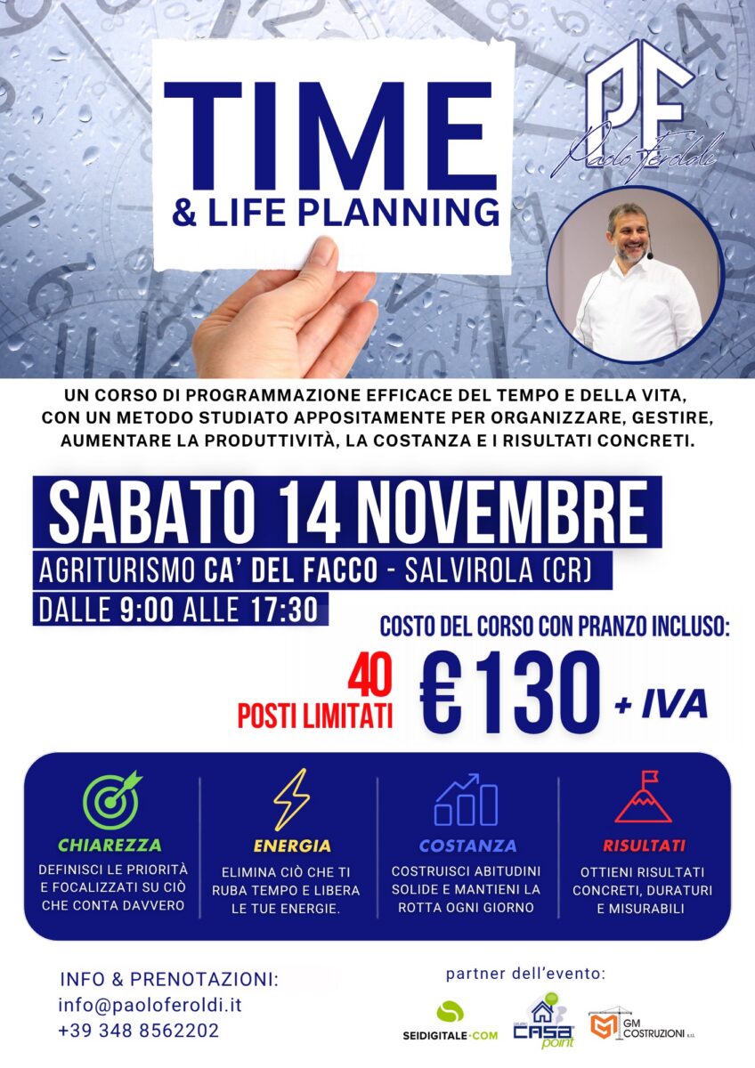 Locandina del corso Time and Life Planning